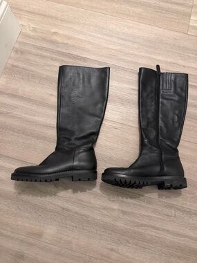 Vince Black Leather Over-the-Knee Riding Boots